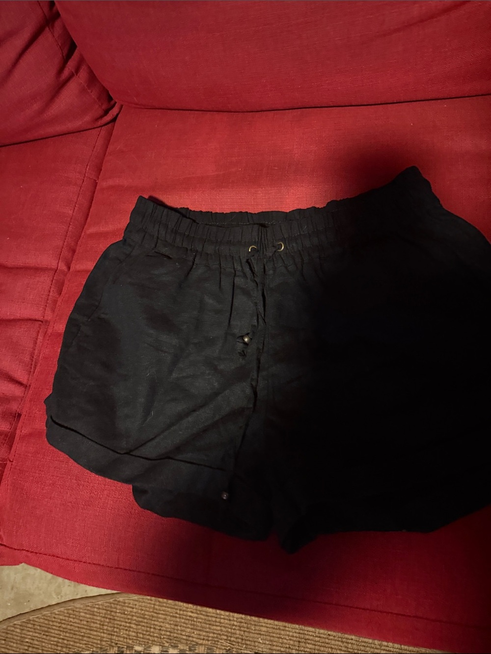 Love are Women's Black Elastic-Waist Drawstring Shorts